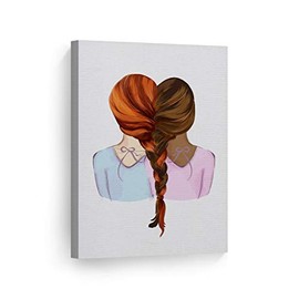 Smile Art Design Lovely Redhead and African American Art Girl Braid Canvas Print Kids Room Decor Wall Art Baby Room Decor Nursery Decor Made in The USA- 40x30