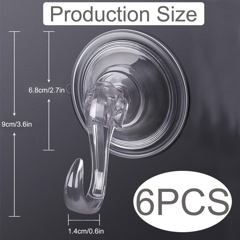 lankai Pack of 6 Suction Cup Hooks, Suction Cup Hooks,