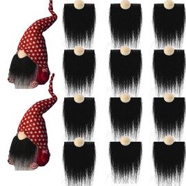 24PCS Christmas Gnome Beard Set, Faux Fur Fabric Xmas Pre-cut Gnomes Beard, Handmade Dwarf Fake Beard for Christmas New Year Decor (Black)
