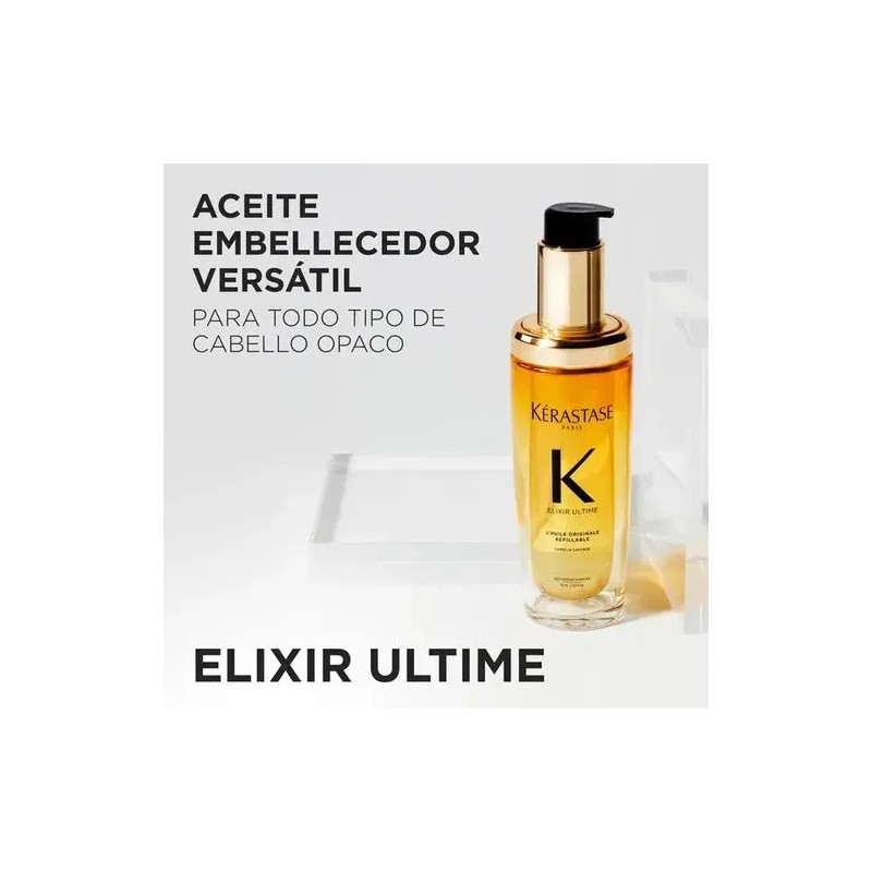 Aceite Capilar Krastase Elixir Ultime LHuile Originale Reutilizable, Cabello Brillante,