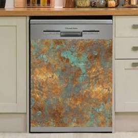 Dishwasher Magnet Cover, Retro Rusty Style Decorative Magnets Refrigerator Wrap Front Door Stickers, Home Appliances Decals 23inch W x 26inch H