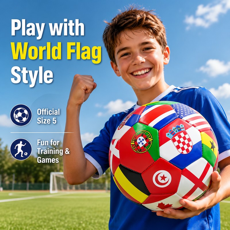 National Flag-Print Size 5 Soccer Ball – 2.7mm Thickened PVC