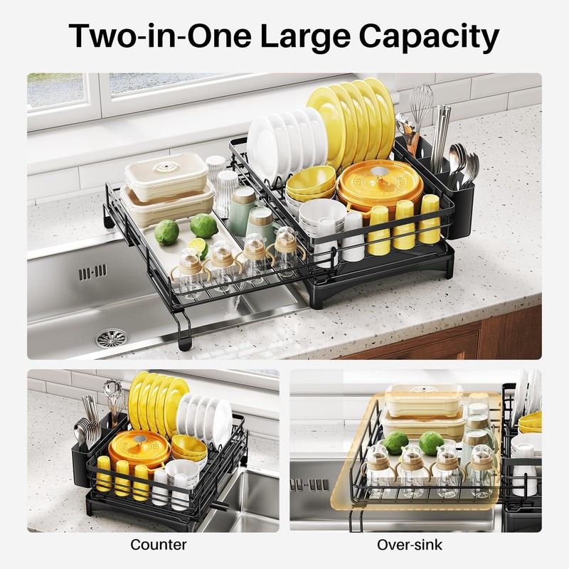 Dish Drying Rack - Extendable Dish Rack, Large Sink Drying