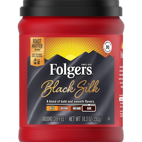 Folgers Black Silk Dark Roast Ground Coffee, 10.3 Ounces