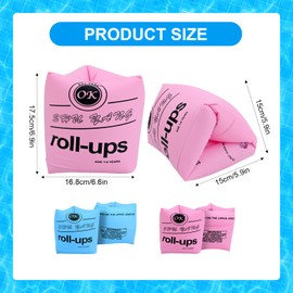 Gukasxi 4 Pack Inflatable Swimming Armbands for Kids and Adults, Inflatable Swim Floater Sleeves Swim Arm Bands Floatie Sleeves Float Roll Up Sleeves for Children Adult Learning Swimming (Pink blue)