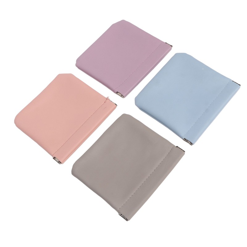 4 Colors Mini Lipstick Storage Bag Automatic Closure Portable PU