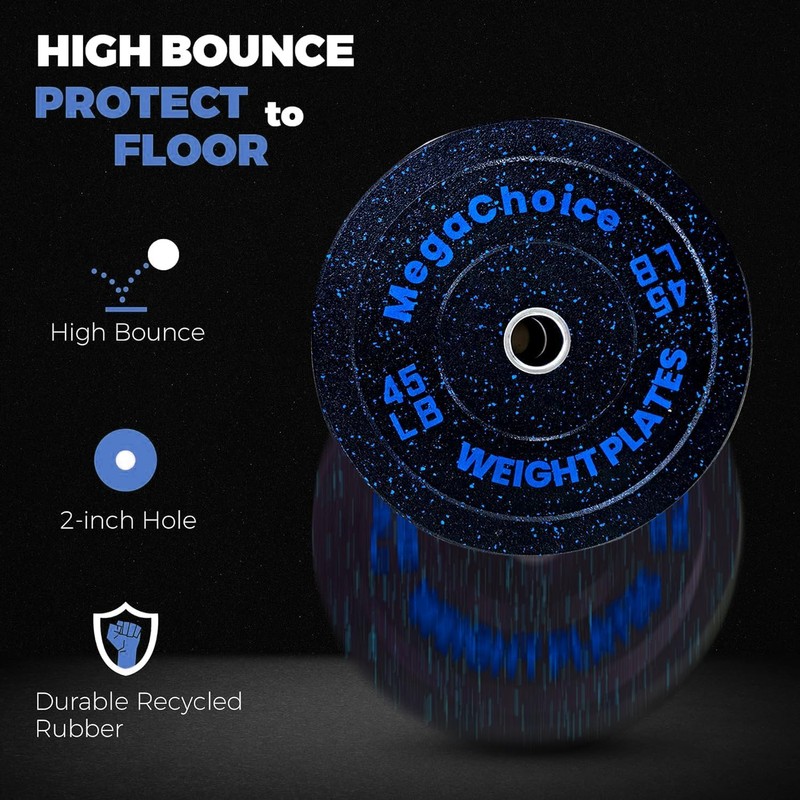 AKDSteel 1 Pair 45lb Bumper Plates 2 inch Rubber Weight