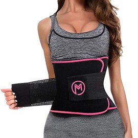 MERMAID'S MYSTERY Waist Trimmer with Back Support Bars – Sweat Enhancing Fitness Belt for Men & Women – Extra Core Comfort & Premium Quality - Pink S
