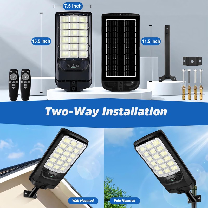 Solar Street Lights Outdoor, 21000LM 6500K Motion Sensor Solar Lights