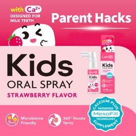 LAB52 Kids Oral Spray, Toddler Toothpaste Helper for Daily Oral Care and Fresh Breath, Children Approved with Fluoride Free for Newborn to Preschoolers, Xylitol (Strawberry & Vanilla)