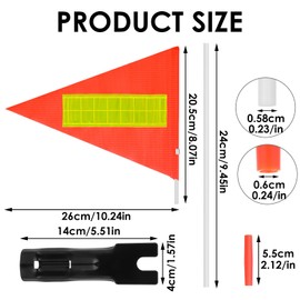 Grevosea 1 x Reflective Bicycle Flag, 4 ft Pennant Reflective, Bicycle Safety Flags with 5 Pieces Pole, Bicycle Flag, High Visibility Bicycle Flag for Children, Outdoor Cycling