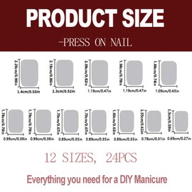 Long Square French False Nails, 24PCS Press On Nails with 3D Bow Heart Stickers, Stick on Nails Red French Nail Tips, Full Cover Removable Acrylic Fake Nail for Women Girls Valentines Days