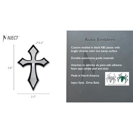 Christian Cross Pointed Plastic Chrome Color Emblem for Cars, Trucks, and All Auto | Universal Fit at 3.8” x 2.7” | Weatherproof