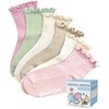 Toddler Girl Socks 5T-6T 7T Pastel Ruffle Cotton Socks With