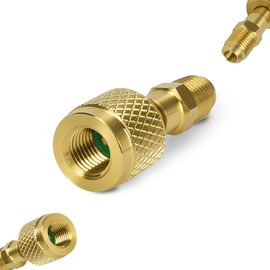 Upgrade A2L R-32 R-454B Adapter, 1/4" Left-Hand Female to 1/4" Right-Hand Male Flare Fittings, for R-32/R-454B A2L Refrigerant LH Tanks and RH Service Hose, Brass HVAC Charging Adapter (Straight × 1)