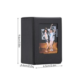 Photo Storage Box, Picture Holder Storage Box for 3 Inch Photos, 50 Sheets PU Leather Instant Camera, Photo Frame and Holder (Black)