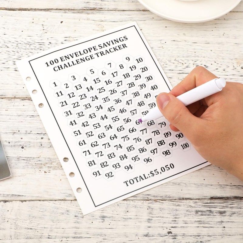 20pcs Money Challenge Tracker Sheets, Envelopes Challenge Binder Cash Stuffing