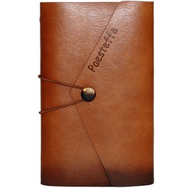 Paesteffe A6 Refillable 6-Ring Binder Notebook, Vegan Leather Journal with Pen Loop and Card Slots for Work, Office, or Daily Planning - Brown