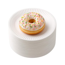 Pakomat Paper Plates, 15 cm, Pack of 50 Disposable Plates, Dessert Round, Sturdy Paper Plates, Party Tableware, Eco-Friendly, Paper Plates, Biodegradable
