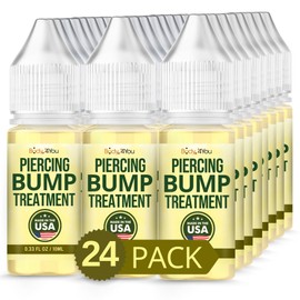 BodyJ4You Piercing Keloid Bump Removal - Natural Oil Piercing Bump Treatment - Nose Septum Belly Ear Cleaner Soothing Skin Recovery Solution - Safe Care New Piercing Reduce Scars - 24 x 0.33 Fl Oz