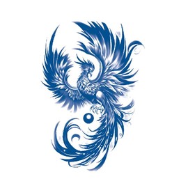 4 Blätter Temporary Phoenix Tattoo Vogel Tattoo Semi-Permanente Tattoo GZ Semi-Phoenix4