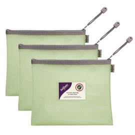 Snopake A5 High Capacity Pastel Green EVA Mesh Zippa-Bag [Pack of 3] 240 x 130mm – Heavy Duty Bag with Hanging Loop and Business Card Holder [15902]