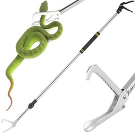 Greeily Snake Catcher Grabber, 69" Snake Grabber Tool for Rattlesnake Heavy Duty Professional Reptile Tongs Extra Long with Wide Jaw Handling Tool Stainless Steel Tube Sponge Handle
