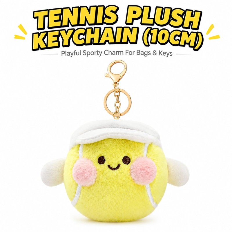 Tapufitil Tennis Plush Keychain, 10cm Cute Sports Charm For Bags