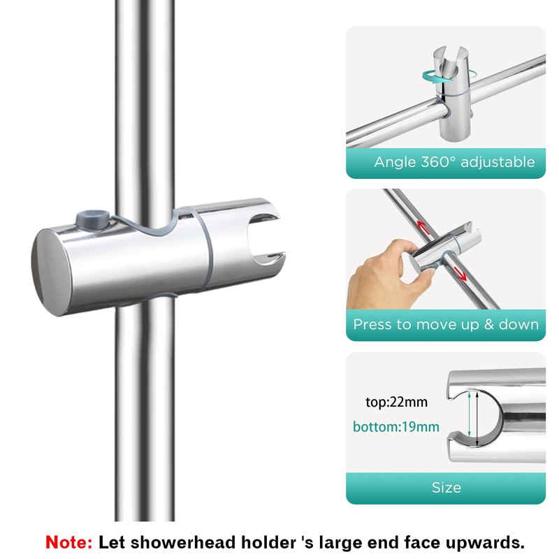 16.5-Inch Shower Riser Rail Kit Adjustable Shower Slide Bar with