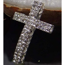 35mm Curved Crystal Rhinestone Cross Bracelet Connector Charm Bead from D&J