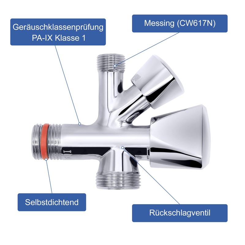 'VARIOSAN HEKO-11114 Combination Angle Valve DN15 1/2 – Chrome Plated