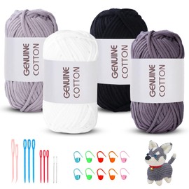 Maxee Crochet Yarn for Beginners, 200 g (50 g x 4 Colour), No Split Yarn, Thick Yarn Cotton for Crocheting, Crochet Amigurumi Wool, Chunky Cotton Yarn, Simple Knitting Yarn for Crochet, Knitting