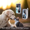 Paw Print Hoop Earrings Abalone Shell Sterling Silver Dangle Drop