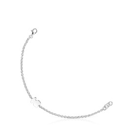 TOUS Pulsera de Plata de Primera Ley para Mujer con Motivo Oso de 1 cm, 17.5cm de Largo, Plata de Ley 925, Clásica y Elegante, Colección TOUS Basics