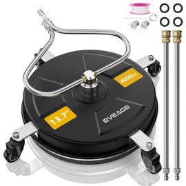 EVEAGE 13.7" Black Pressure Washer Surface Cleaner, Unique Curved Bar Design for Ergonomics, Heavy Duty Pressure Washer Attachment with 4 Wheels, Stainless Steel Housing