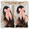 Coquette Satin Bowknot Barrettes Clips Long Tail Big Champagne Pink