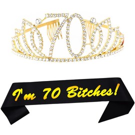 Dgasin 70th Birthday Tiara and I'm 70 es Sash Party Gifts Party Decorations for Women