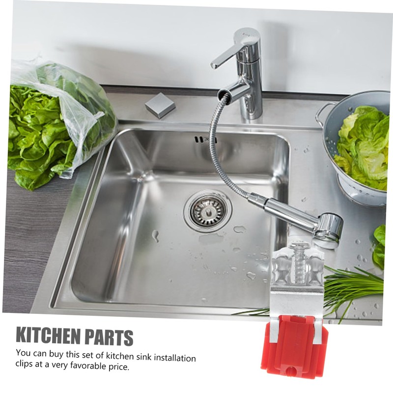 Operitacx 5Pcs Kitchen Sink Fixing Clamps Sink Mounting Clips for