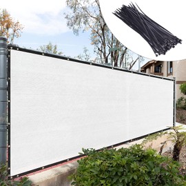 Royal Shade 5' x 10' White Fence Privacy Screen Windscreen Cover Netting Mesh Fabric Cloth - Cable Zip Ties Included (We Make Custom Size)