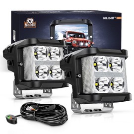 Nilight Side Shooter LED Light Pods with DRL, 4 Inch 26W Spot Flood Combo LED Cubes Light w/ 16AWG Wiring Kit for Fog Light Driving Light Auxiliary Light on Truck ATV UTV, 5 Years Warranty White