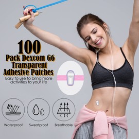 100 Pieces Shower Waterproof Patch Transparent Waterproof Adhesive Patch Compatible with G6 Overpatch Transparent Stickers Long Lasting Sweat-Proof Continuous Glucose Monitor Protection (Pink)