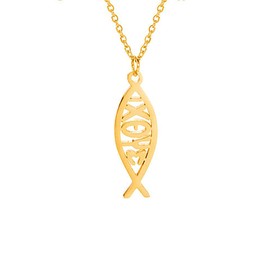 UNIFT Jesus Fish Necklace for Women Stainless Steel Christian Faith Symbol Jesus Fish Religious Jewelry Inspirational Gift Stainless Steel No Gemstone, Stainless Steel, No Gemstone