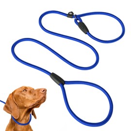 Slip Rope Dog Lead | 1.2m,One-Size-Fits-All,Slip-On Rope Leash, 8 Dog Lead - Anti Pull Stop Dogs Pulling - Rope Slip Leads with Padded Nose Support(Blue),easy to Slip On,No Collar or Harness Needed