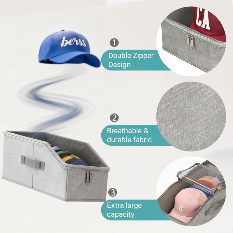 cingcinq Stackable Hat Storage for Baseball Caps, 2 Pack Large