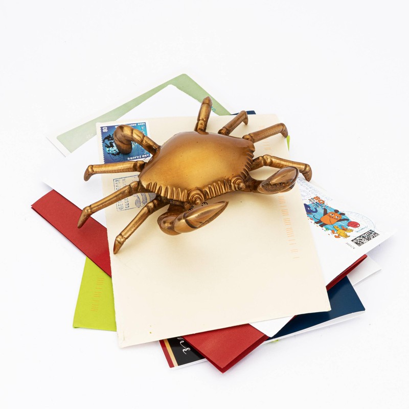 NKlaus Antique Brass Crab Paperweight, 16 x 13 x 7
