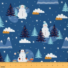 The Yard - Tela de muñeco de nieve de dibujos animados para decoración de árboles al aire última intervensión, nubes, suministros de costura Kdis, tela de estilo navideño para tapicería de bricolaje y