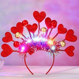 Fashband Valentine's Day Headband, Luminous Love Heart Headbands, Headbands, LED Party Festival, Hair Accessories for Women, Pink