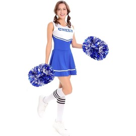 GEFIRE Pompoms Cheerleading 2 Pieces Cheerleader Pompoms Sports Squad Cheerleader Pompoms Metallic Cheerleader Pompoms Cheerleading Pompoms Dance Pompoms Sports Game Team Spirit (Blue Silver)