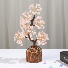 DUQGUHO Rose Quartz Tree Crystal Tree for Positive Cherry Blossom Tree Pink Crystal Tree Decor Meditation Office Decor Good Luck Gifts for Women & Mom