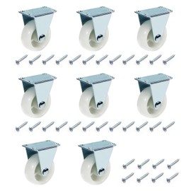 MroMax 1.57 Inch Rigid Non-Swivel Casters PP Plastic Wheel Top Plate Mounted, 44lb Capacity Each Wheel, Pack of 8